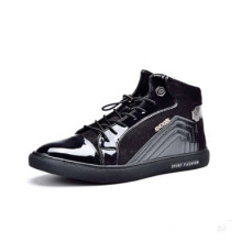 Black PU Patent Leather Men Shoes with Lace up (YN-25)